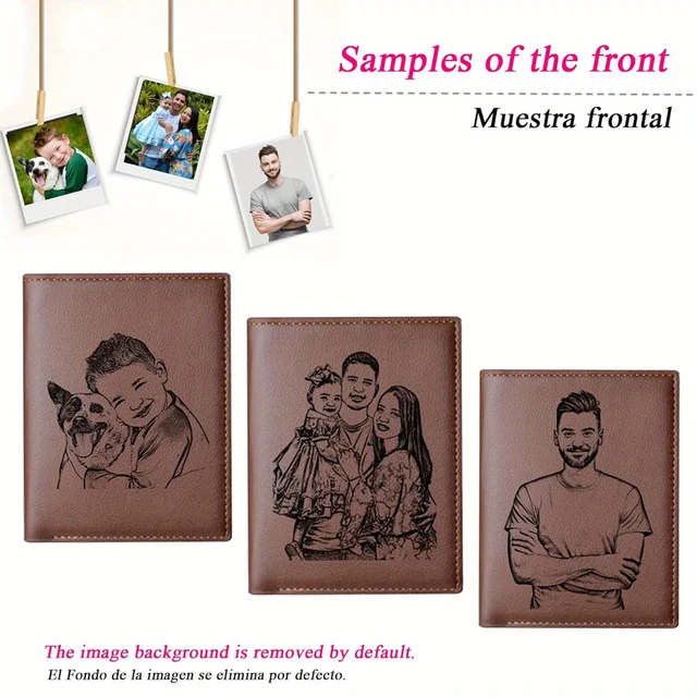 Personalized Wallets Men Birthday Custom Photo Monogram Wallet with Picture Engraved Gifts for Dad Husband BF Photo Gift for Him 3