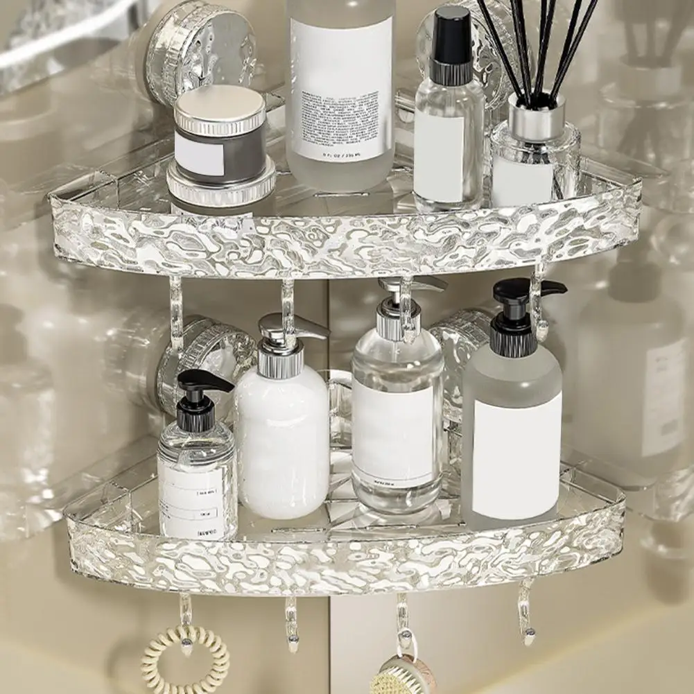 Sink Oaganizer Transparent Wall-mounted Punch-free Self-adhesive Shower Organizer Great Load Bearing Anti-slip Sink Oaganizer 2