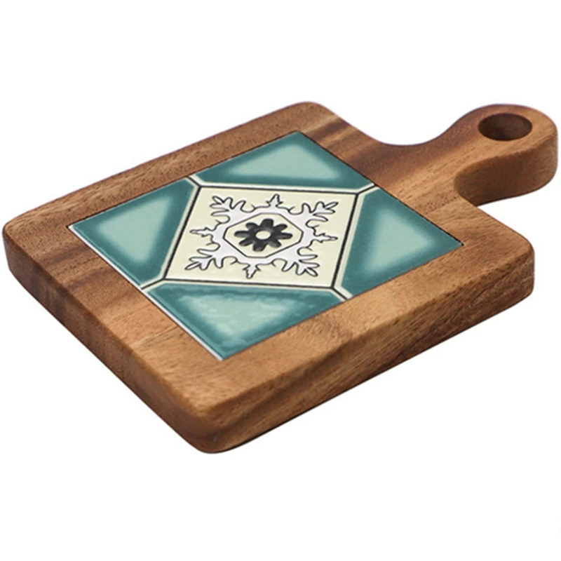 Acacia Wood Tiles Trivet Mats For Hot Dishes Natural Wooden Trivet