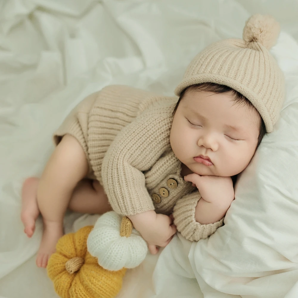 Knitted Newborn Boy Clothes Baby Photography Props Long Sleeve