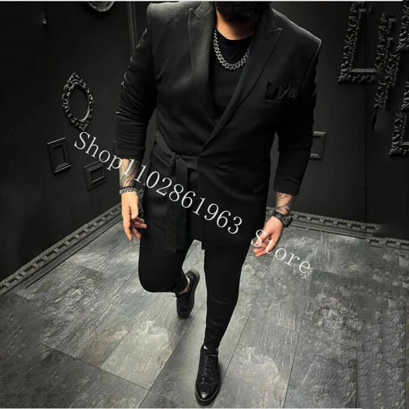 2023 New Arrival Men Suits For Wedding Slim Fit Peak Lapel 2 Pieces Groom Wedding Party Tuxedos Blazer+Pants Costume Homme