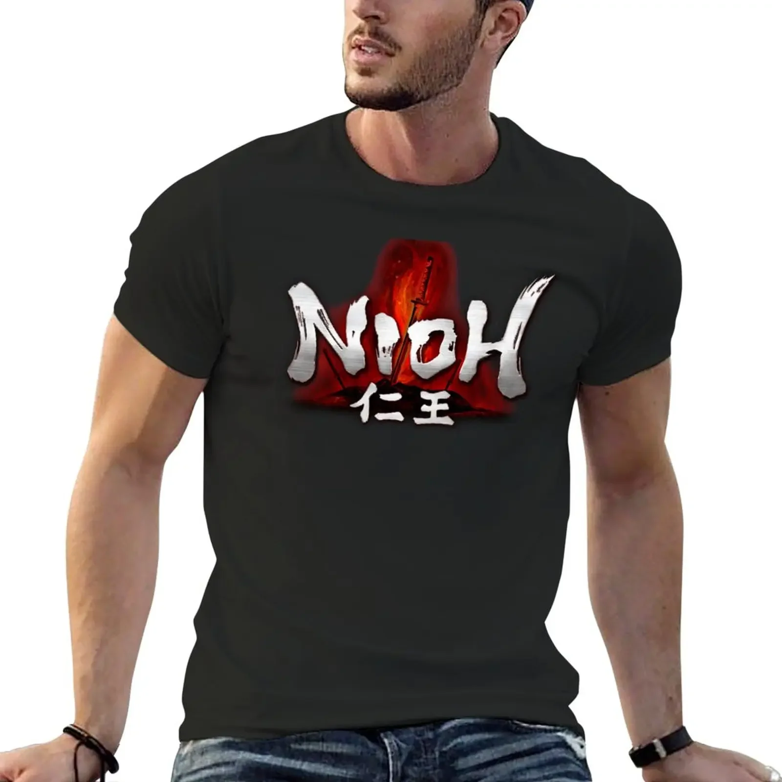 Hq Nioh Logo (Vettoriale) T-Shirt Grafica Oversize T-Shirt Uomo