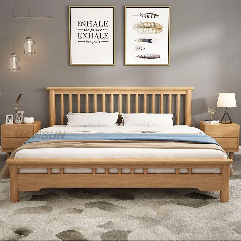 

Nordic Classical Retro Double Children Beds Bedroom Modern Style Simple Children Beds Solid Wood Household Kinderbett Furniture