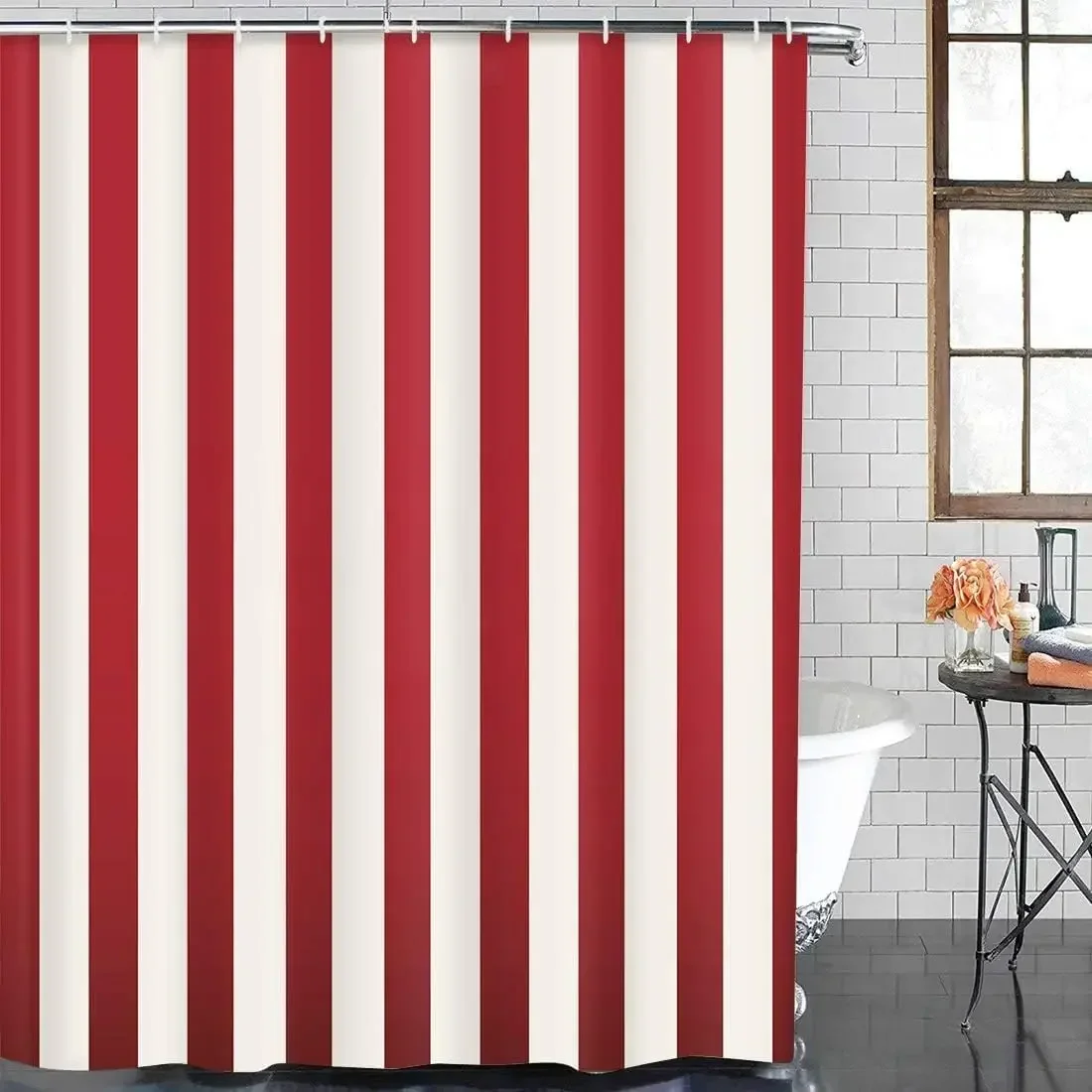 Tenda Da Doccia In Tessuto A Righe Grigie E Bianche Per Bagno Con 12 Ganci Tende Da Doccia Per Bagno Lunghe 72 Pollici 96771607