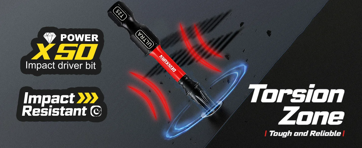 Geinxurn 2'' Ultra Torx Impact Bit Set (T7-T40), Torx-Bits aus S2-Stahl mit 2,36'' Bithalter und Aufbewahrungsorganisator für Langlebigkeit – Detail 7