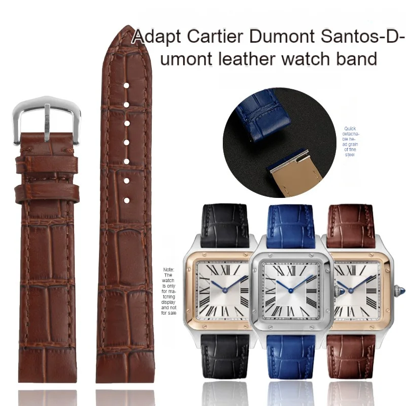 

For Cartier Santos Dumont Series Bracelet Quick Release Watch Strap 17.5MM Men's and Women's Genuine Leather WatchBand Pin Clasp