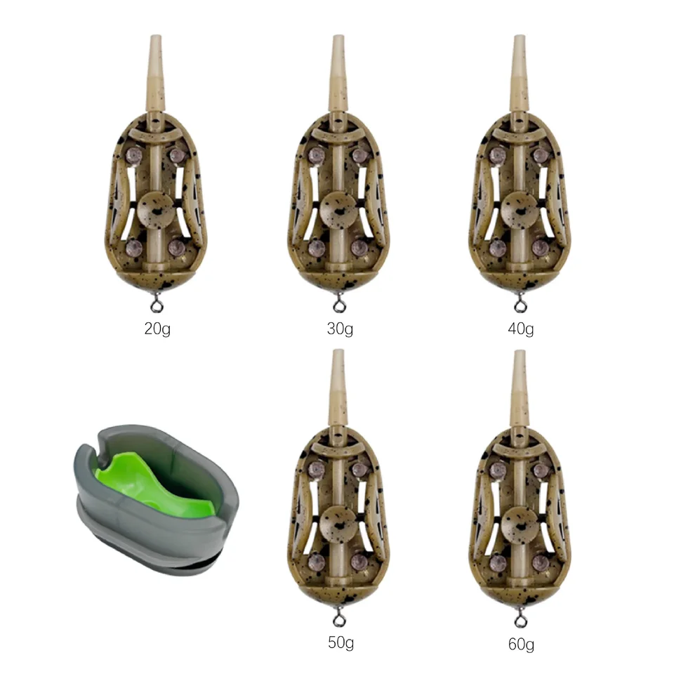 Lot de 4 mangeoires de méthode de pêche à la carpe avec 1 moule à dégagement rapide pour la pêche à la carpe - Kit de pêche à la carpe pour porte-appâts