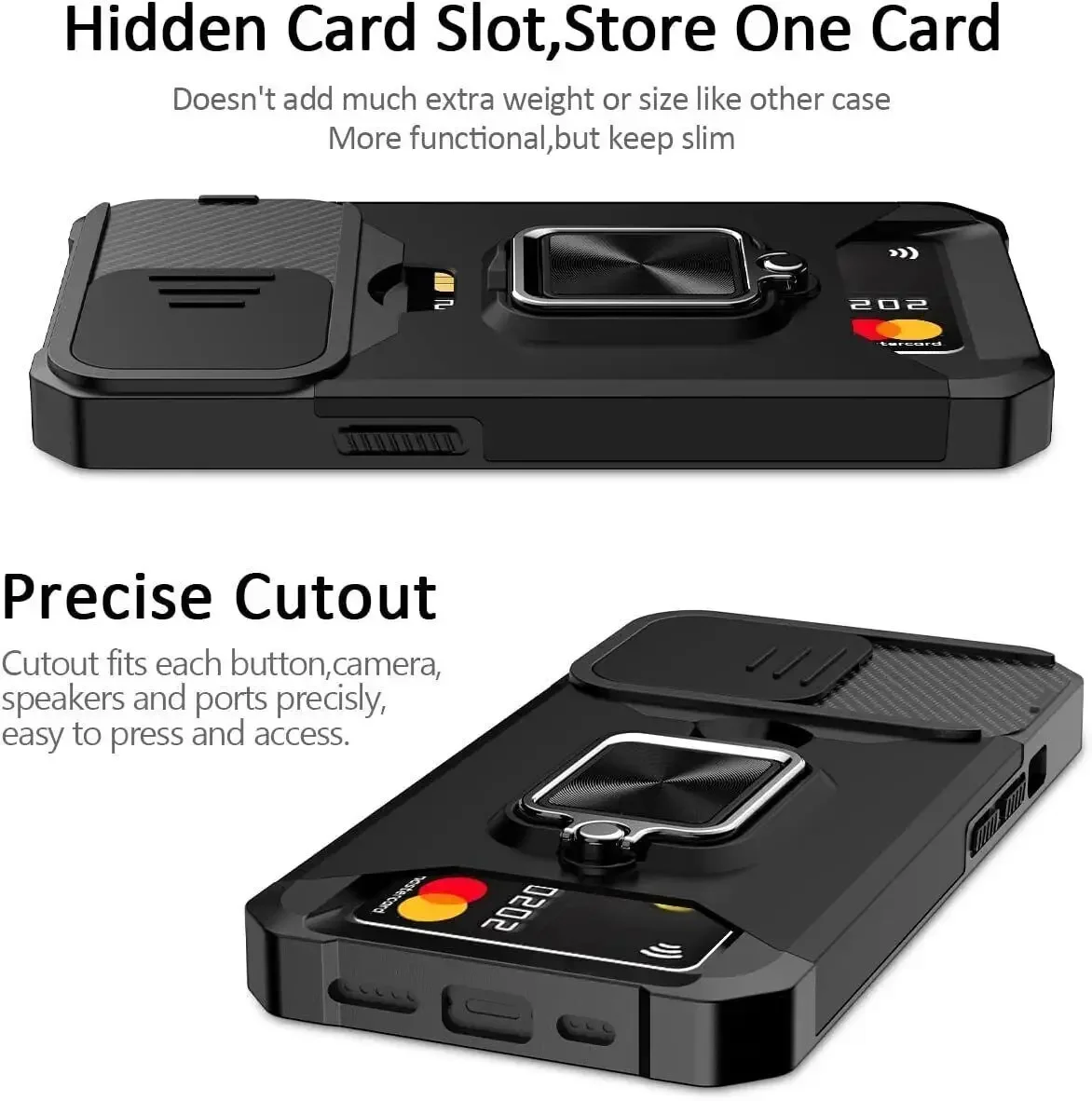 Enhanced Protective Kickstand Armor Case with Magnetic Ring Holder