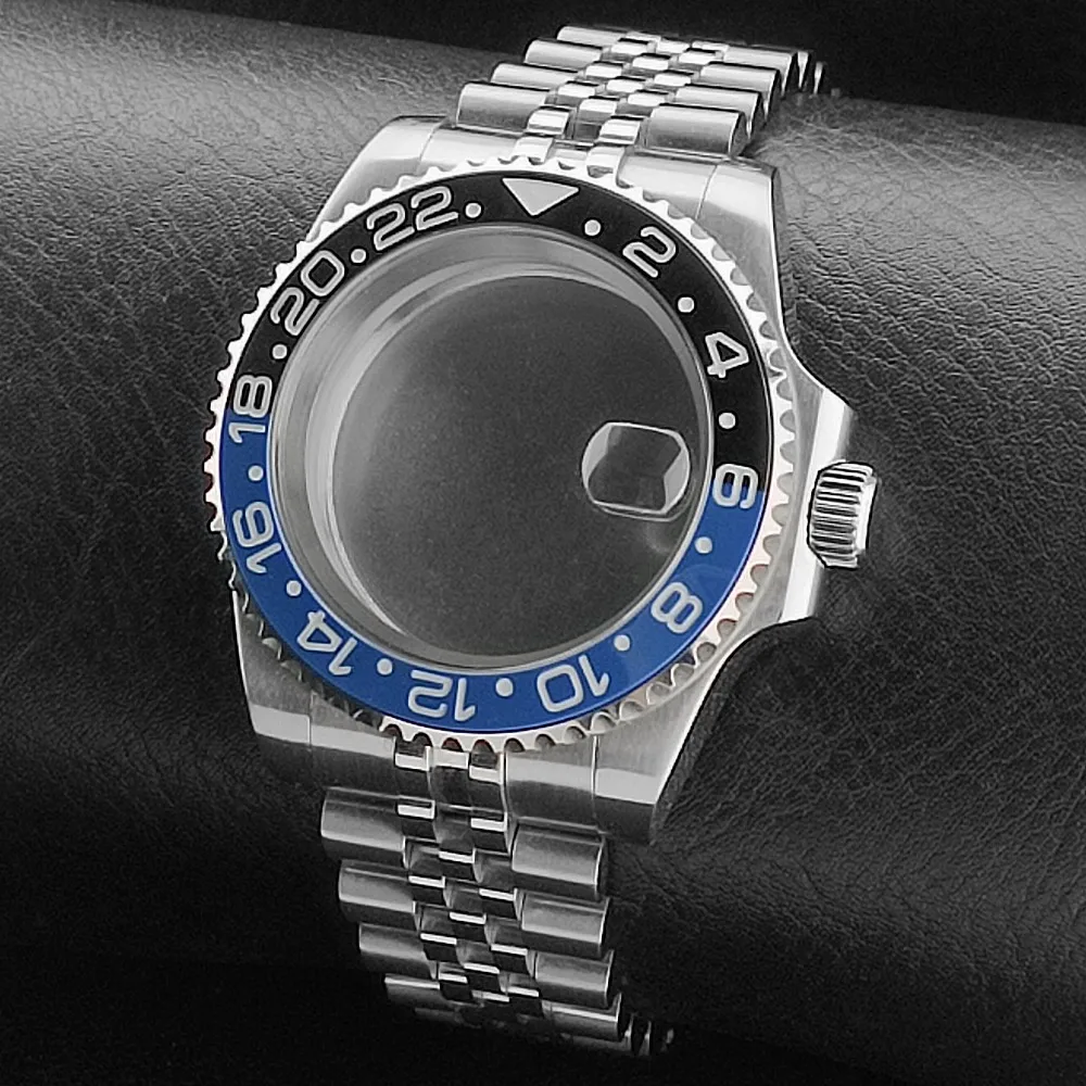 Premium GMT Watch Case with Bidirectional Sapphire Bezel and Slide Buck, 40MM, 5Bar Water Resistance