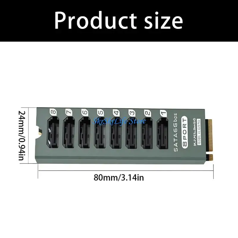 E65E 효율적인 M.2 PCIe-8 SATA3 포트 변환기 6Gbps 빠른 확장 및 금속 케이스