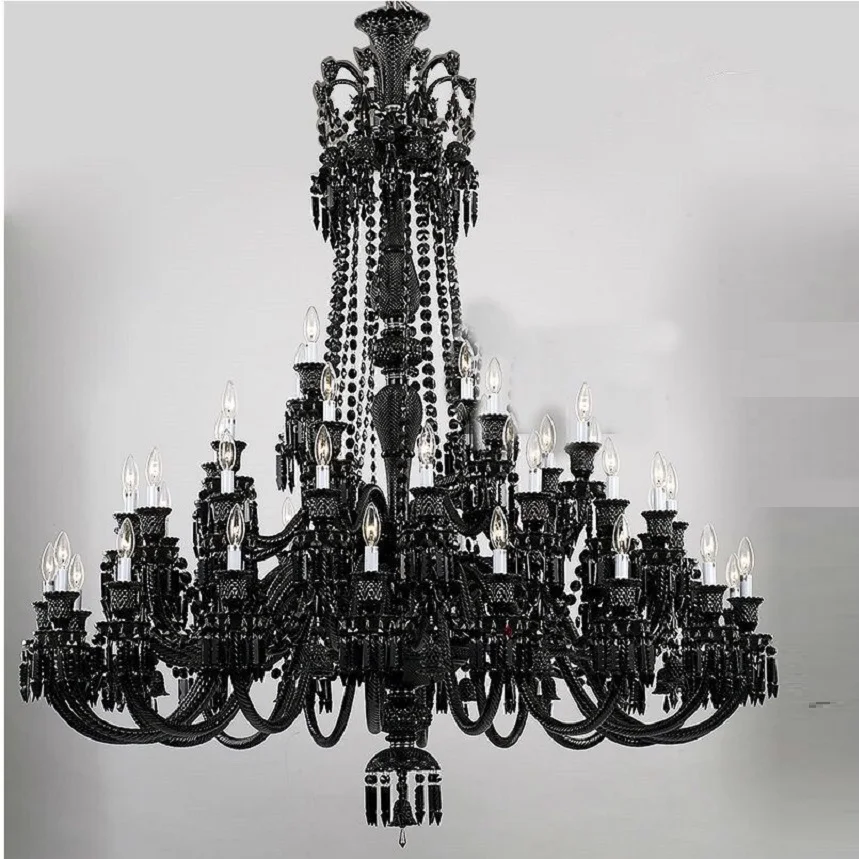 Black Crystal Chandelier Lighting Villa Hotel Chandeliers Living Room Dining Room Lamp Household Light