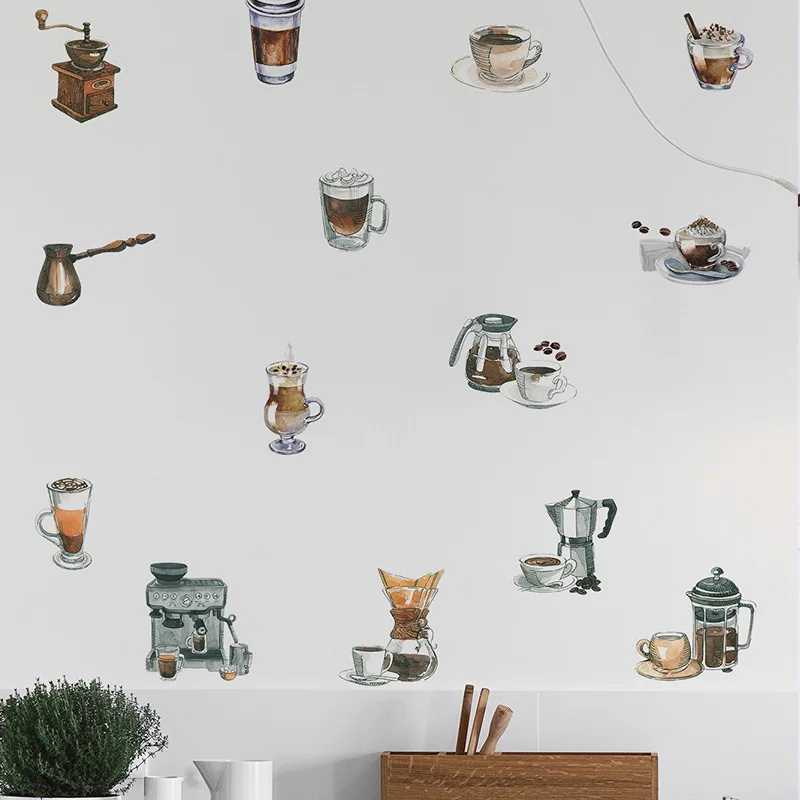 Creative Post Coffee Cup DIY Kitchen Cafe Background Landscaping Decorative Wall Stickers Living Room Decoration wall stickers
