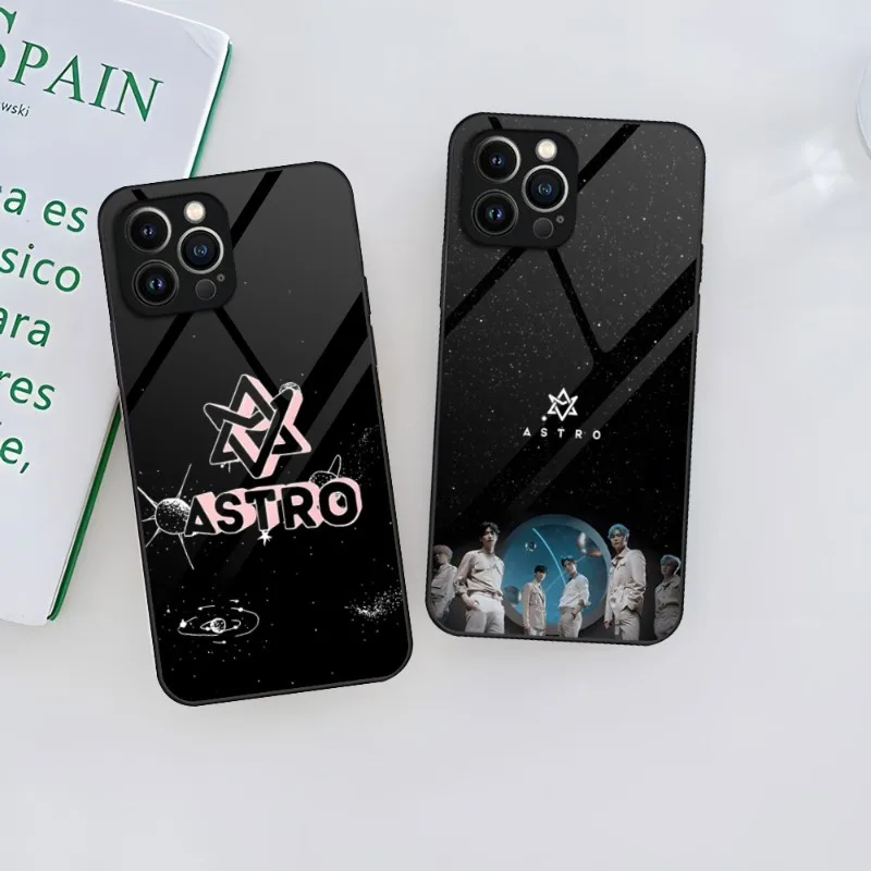 Astro-Funda De Teléfono De Música Kpop Para Iphone 14 Pro, 12, 11, 13, Mini X, Xr, Xs Max, 8, 7, 6 Plus, Se 2023, Cubierta Trasera De Cristal