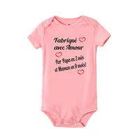 Made with Love Dad In 2 Min and Mom In 9 Months Baby Bodysuit Funny Newborn Toddler Jumpsuit Summer Clothes Infant Shower Gifts 3