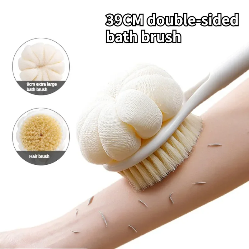 1pc Double Side Long Handle Bath Dry Brushing Body Brush Soft Bath Bubble Balls Back Rub Back Rub Mud Bath Brush Body Scrub