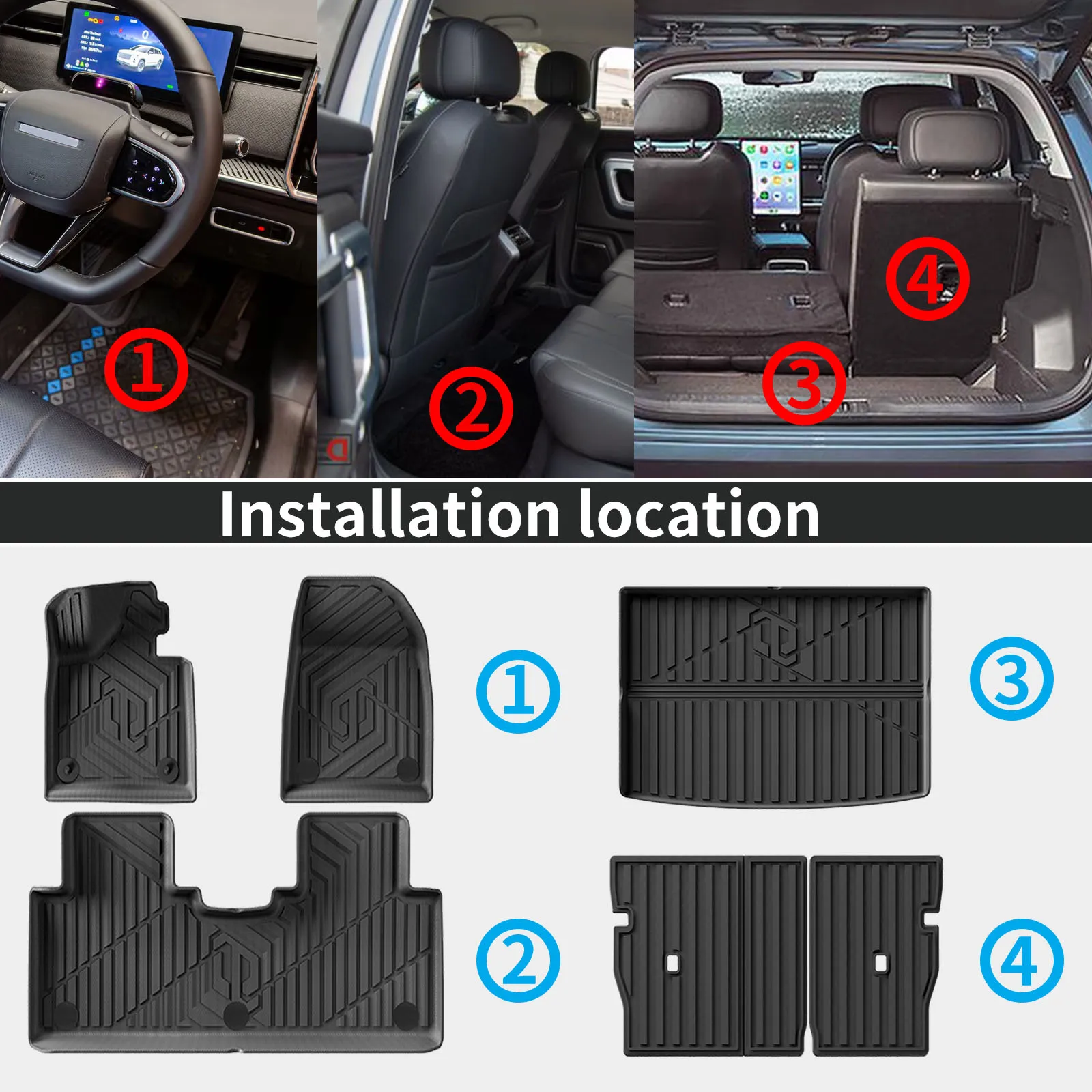 Leapmotor C10 2024 2025?2026용 내구성이 뛰어난 비바람에 견디는 TPE 자동차 바닥 매트 라이너 미끄럼 방지 디자인 간편한 청소 액세서리