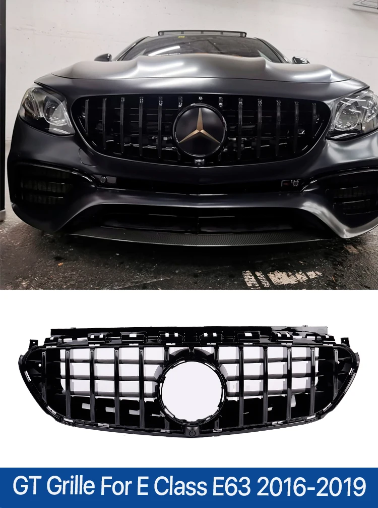 

Panamericana GT Grille For Orginal AMG E63 2016 2017 2018 2019 Black Chrome Front Bumper Grill Sport Style No For Normal E Class