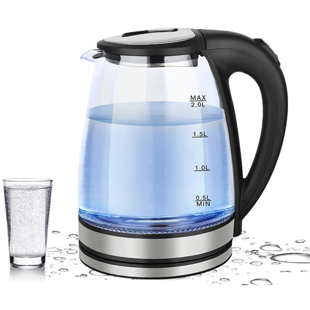 

2L Glass Electric Kettle Portable Teapot 1500W 220V Water Boiler Fast Heating Tea Pot Bottle Ktichen Home Appliance UK 주전자 전기포트