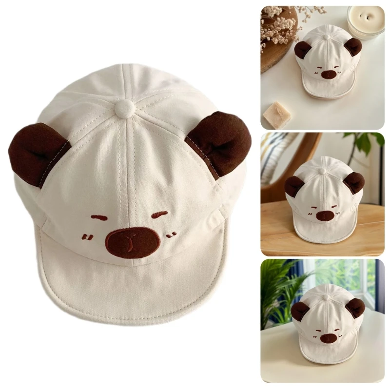 Lovely Capybara Sun Hat Soft Brim Baby Baseball Caps Windproof for Infants And Toddler Ages 1 Year to 4 Years A2UB