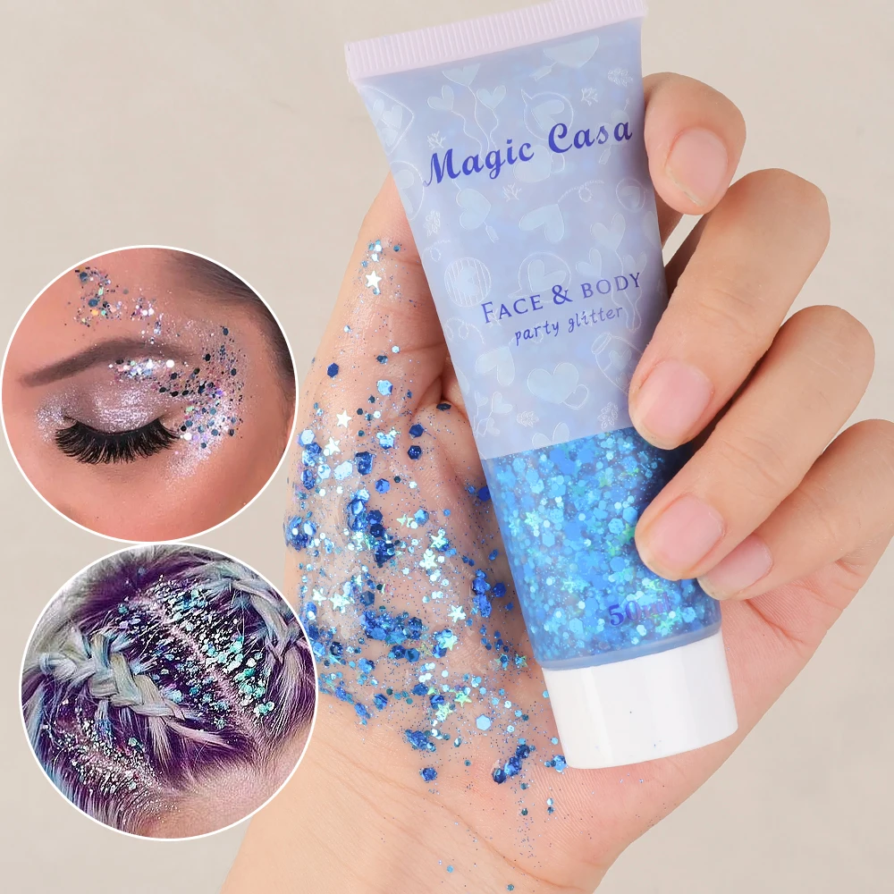 Glitter Face And Body Gel 6 Color Sequins Face Paint Color Changing  Sweatproof Sparkling Gel Face Glitter Festival Rave - AliExpress