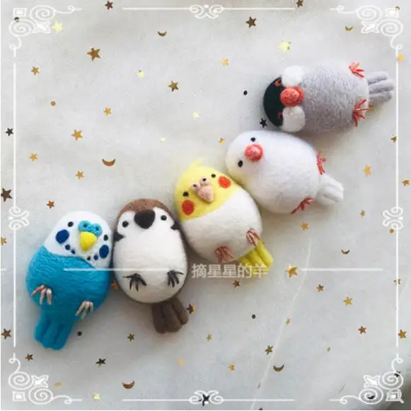 Sparrow parrot bird wool needlepoint kit wool felt needle felting keychain craft needlecraft DIY handmade