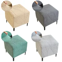 Jacquard Square Ottoman Stool Cover Elastic All-inclusive Footrest Slipcovers Living Room Anti-dust Footstool Case Pouf Covers 1