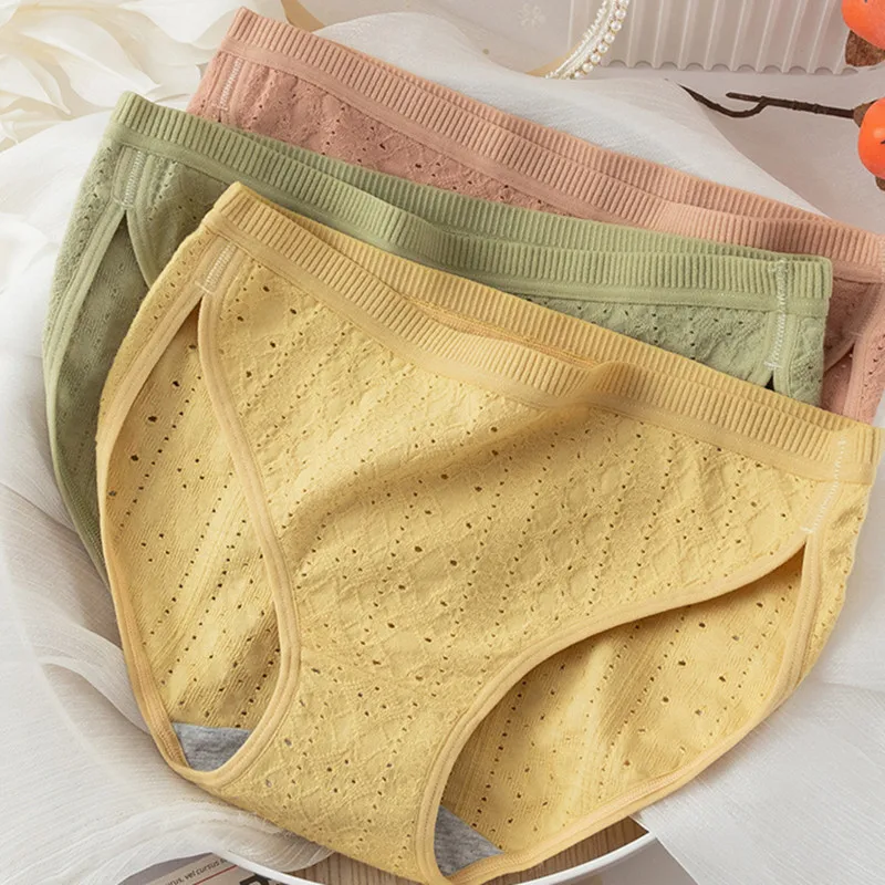 

Soft Cotton Women's Panties Underwear Mid Solid Color Female Brief Underpants Girl Seamless Daily Lingerie Free Shipping