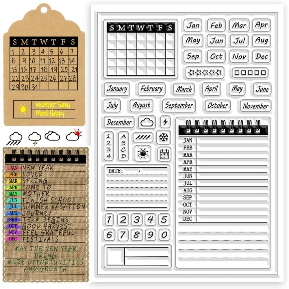 Universal Calendar Clear Stamps Transparent Silicone Stamps for Crafting Card Album Decoration Embossed Paper Crafts clear stamps clear rubber stamps 1pc