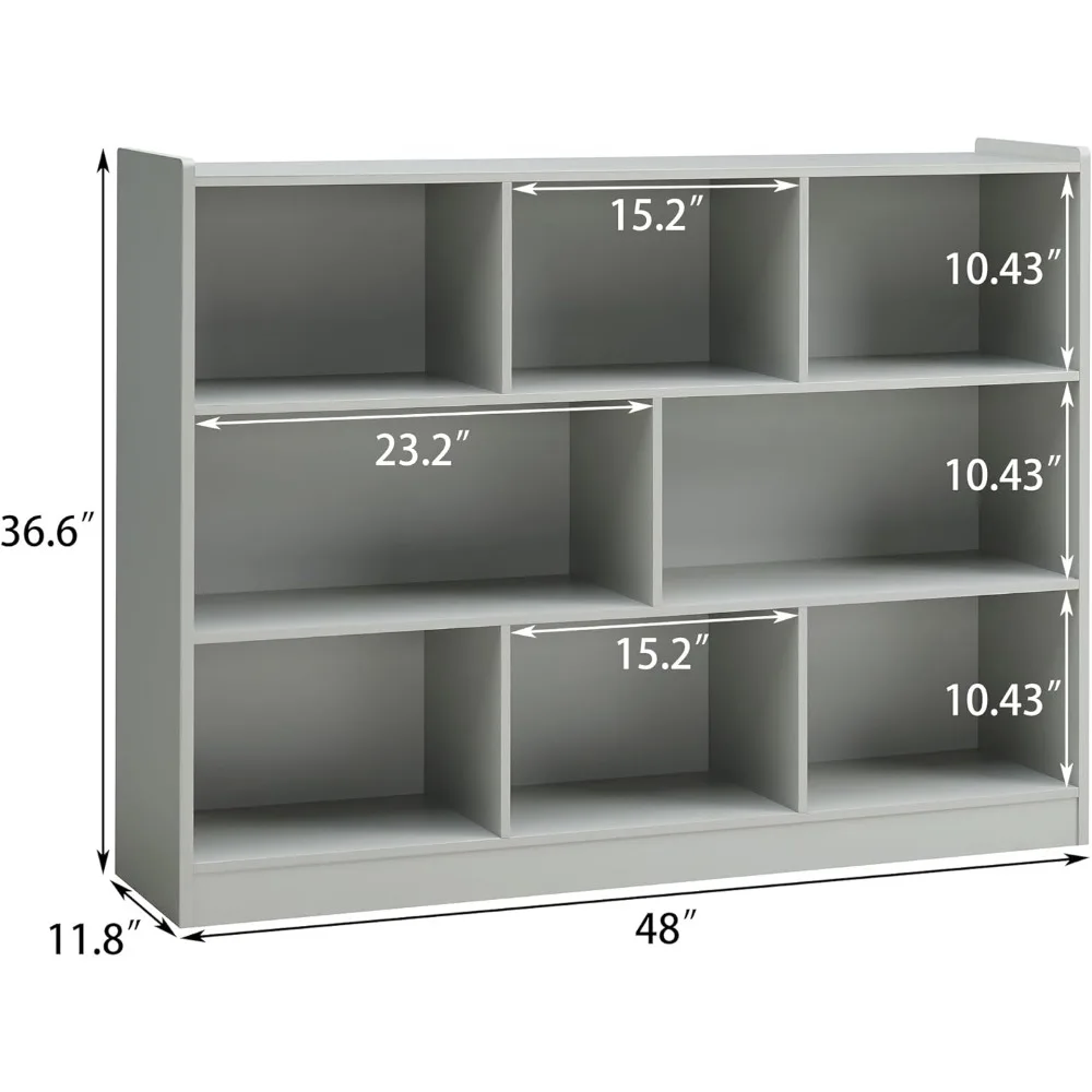 Wooden Bookcase, Storage Organizer with Anti-Tilt Device, Modern Storage Display Cabinet for Living Room, Classroom, Kid’s Room 3
