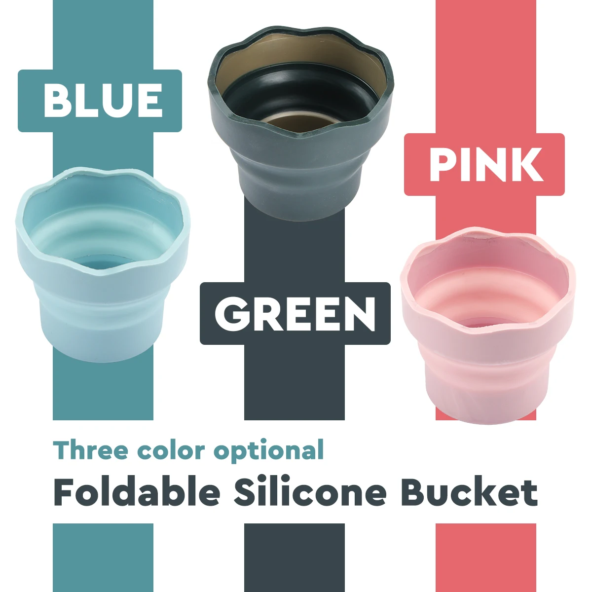 Silicone Folding Mini Bucket for Washing Painting Brush Watercolor Drawing Tools Paint Pallette