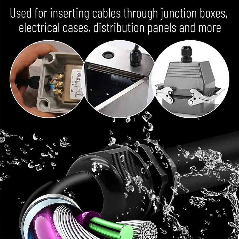 50PCS Waterproof IP68 Cable Gland Adjustable 3-16mm Waterproof Cable Connectors PG7 PG9 PG11 PG13.5 PG16 PG19 Gland Joints