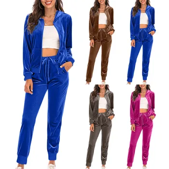 Two Pieces Women Pant Sets Solid Matching Sets Zipper Hooded Top Empire Drawstring Waist Pant Loose Casual 2025 Spring Autumn 1
