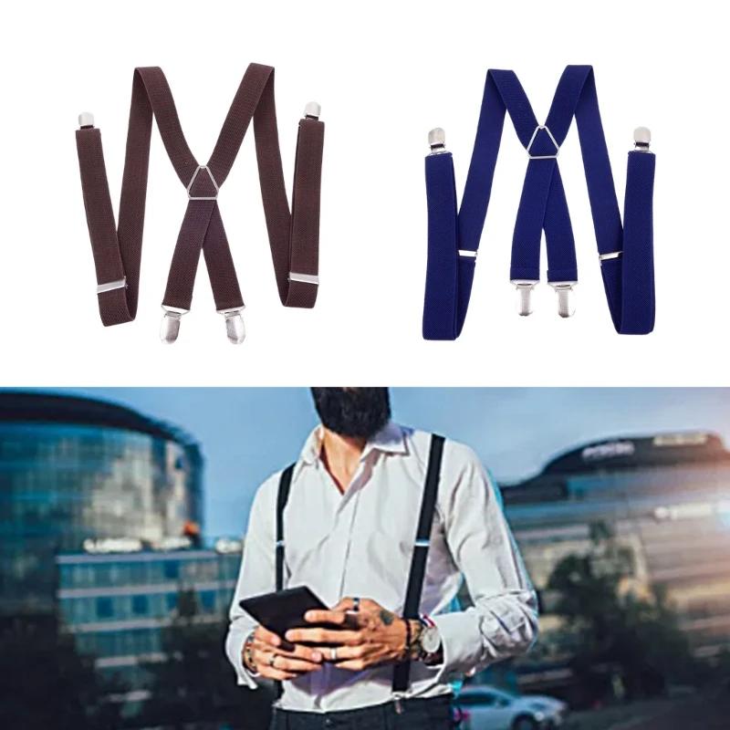 

Elastic Adult Suspender for Jeans Skirt Unisex Teens Woman Men Shape Elastic Clip-On Suspenders 4 Clip Pant Braces