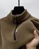 Men's Clothing Turtleneck Sweater Fashion Men's Knitwear Solid Color Chunky Half Zipper Thickening Sweater Luxury Warm Sweater 3