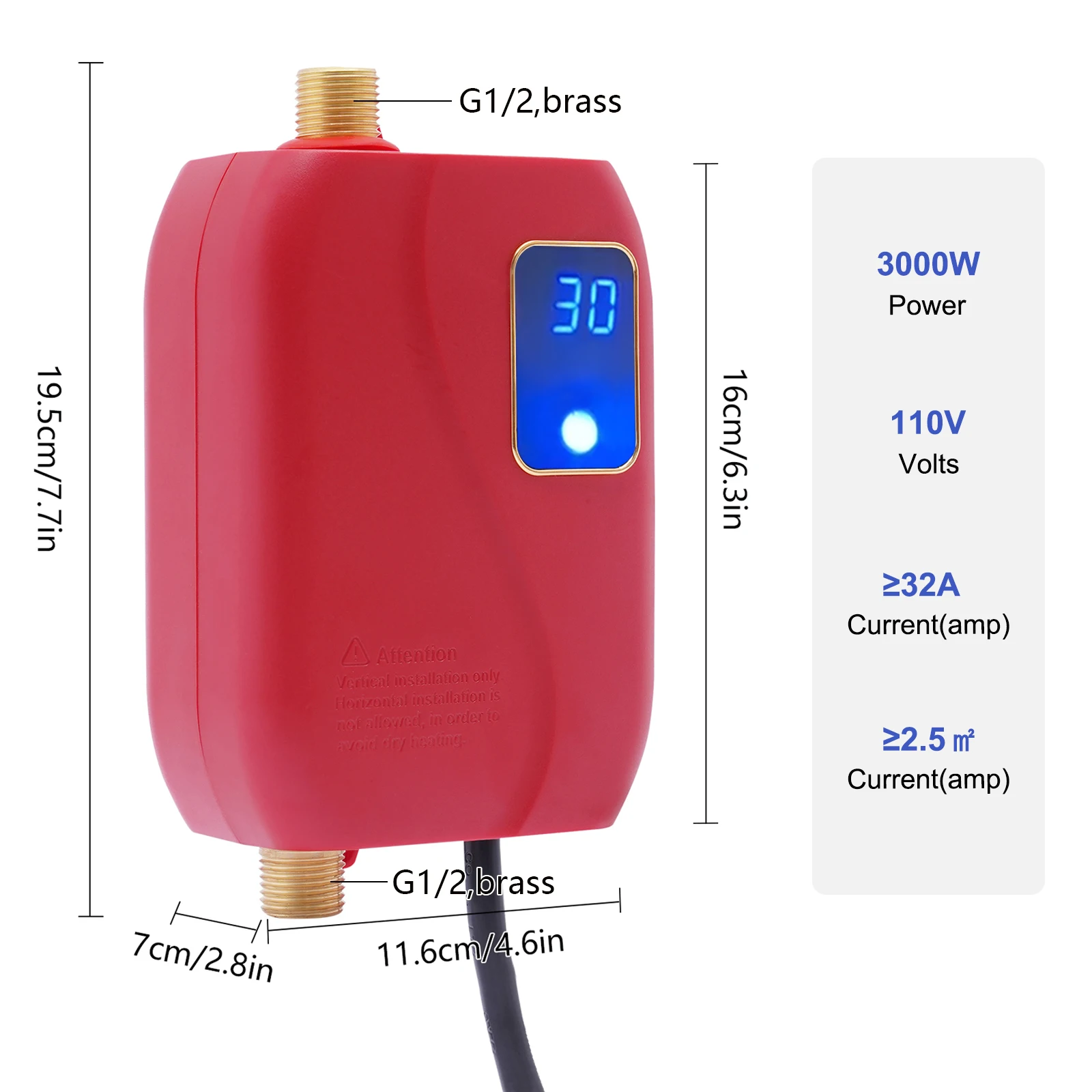 LED temperature display on heater