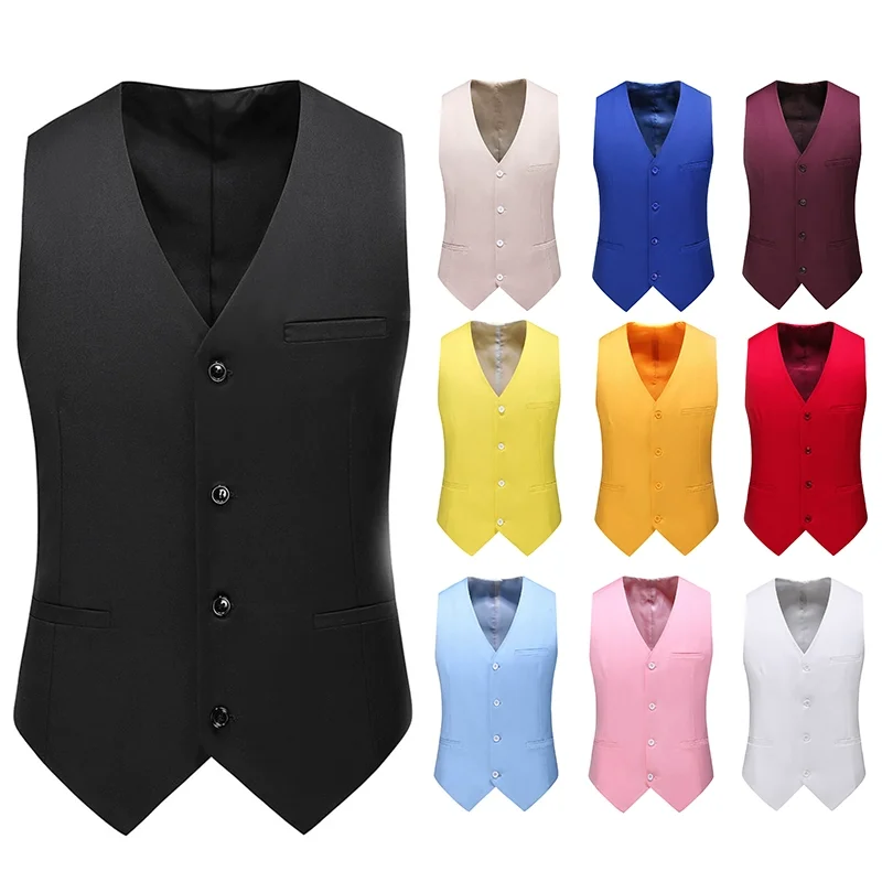 

Luxury Men's Wedding Suit Vests 2023 New Fashion Male Slim Solid Color Business Office Large Size Formal Suit Vest Men Gentleman