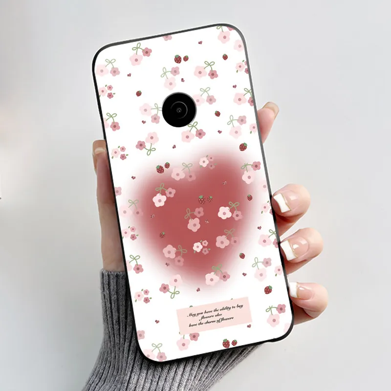 Cute Flower Cartoon Soft Silicone Phone Case – Black Printed Shell Cover