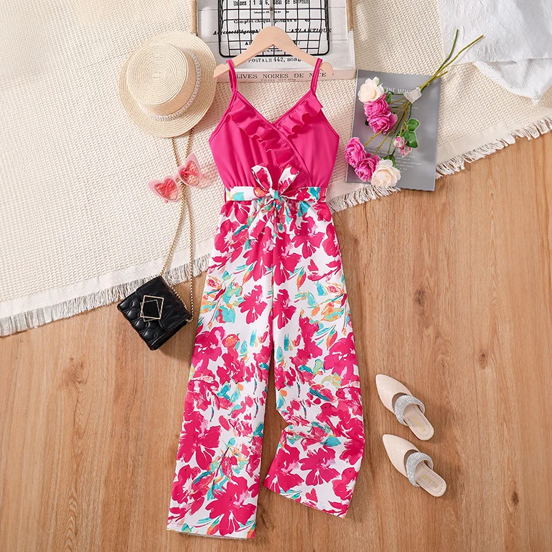 Girl's Pink Floral Romper 1