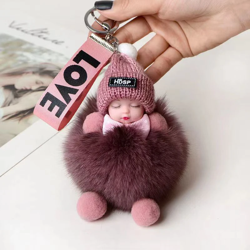 Fluffy Plush Doll Keychain - Cute Bag & Backpack Pendant Gift