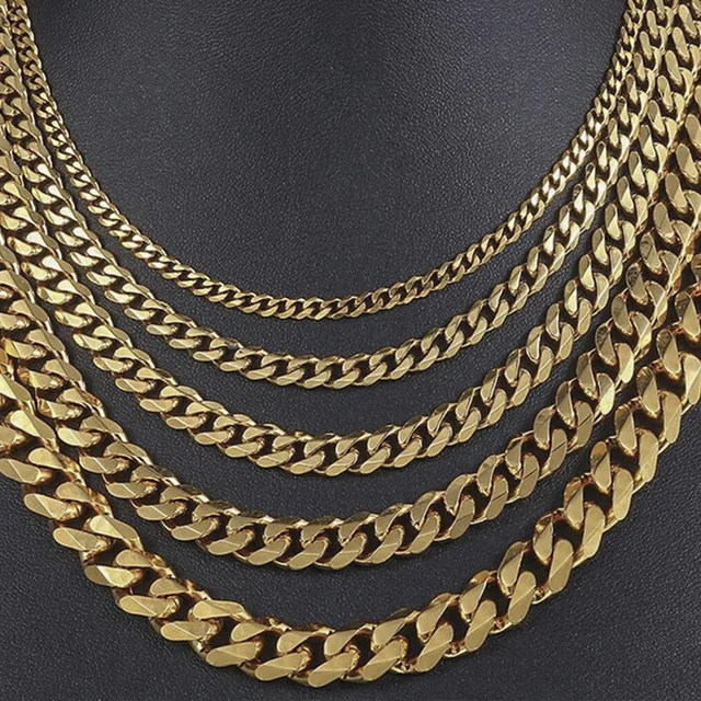 10pcs Gold Color Stainless Steel Link 45/50/55/60CM Bulk Necklace Chains  Jewelry Cuban Chains Wholesale Chain Chokers DIY Crafts - AliExpress