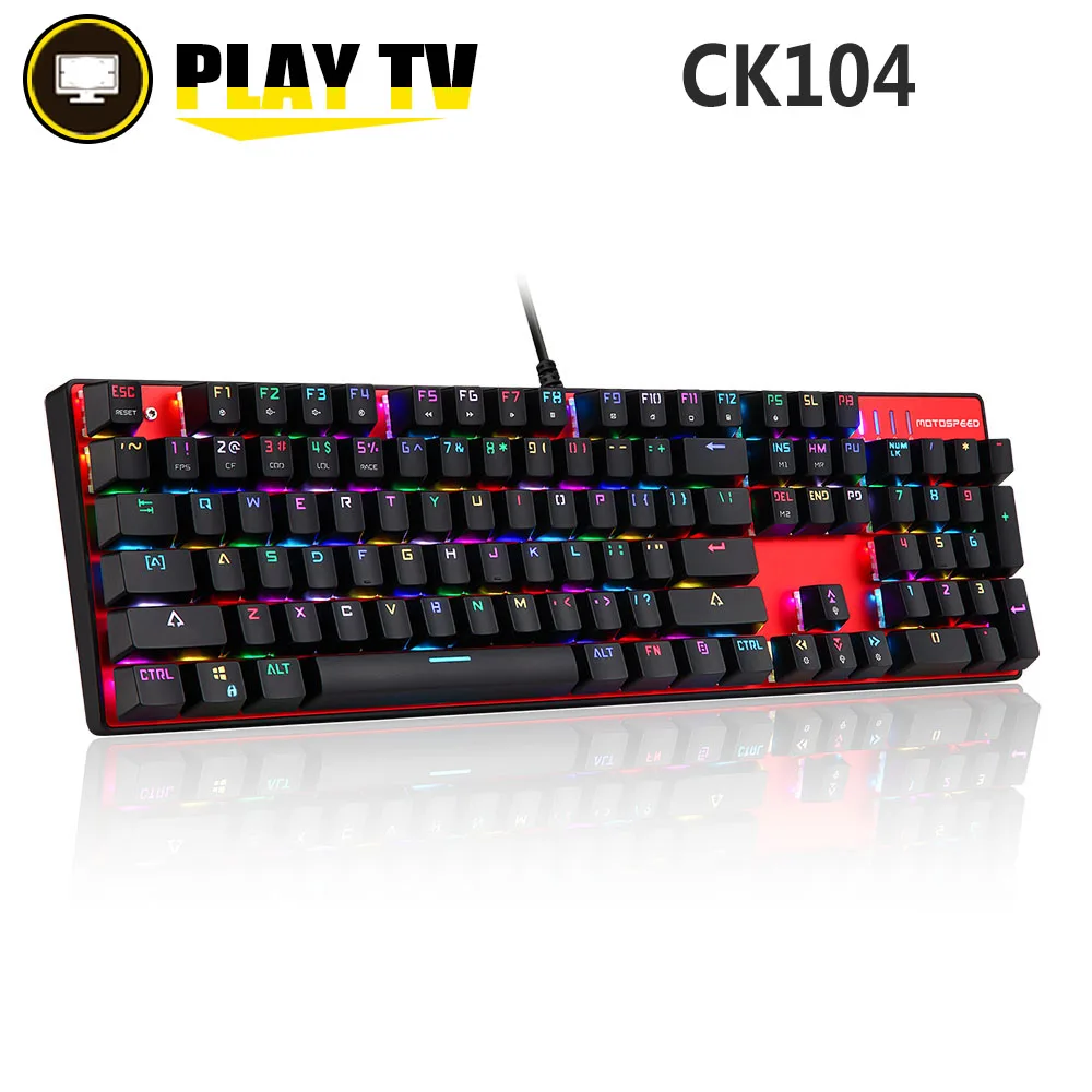 

Motospeed CK104 Gaming Mechanical Keyboard English Red Blue Switch Metal Wired LED Backlit RGB Anti-Ghosting for gamer