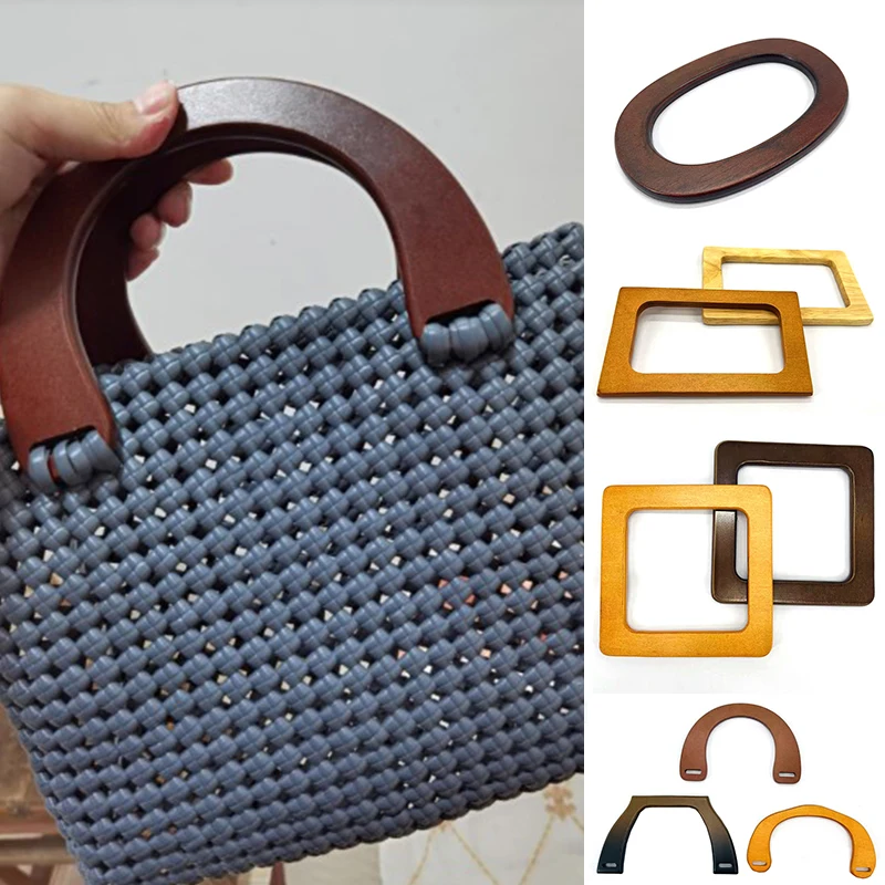 

Square D-Shaped Wooden Bag Handle Ring Replacement Handbag Tote Handles Wood Purse Bag Straps Women'S Clutch Bags Accessories