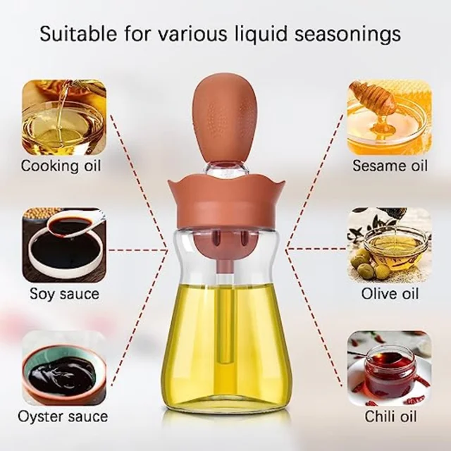 200 Ml Hordozható Olajpalack Szilikonkefeolaj -Adagolóval Főzni Bbq Szerszámok Konyhai Étel Minőségű Olaj Doboz - Image 5