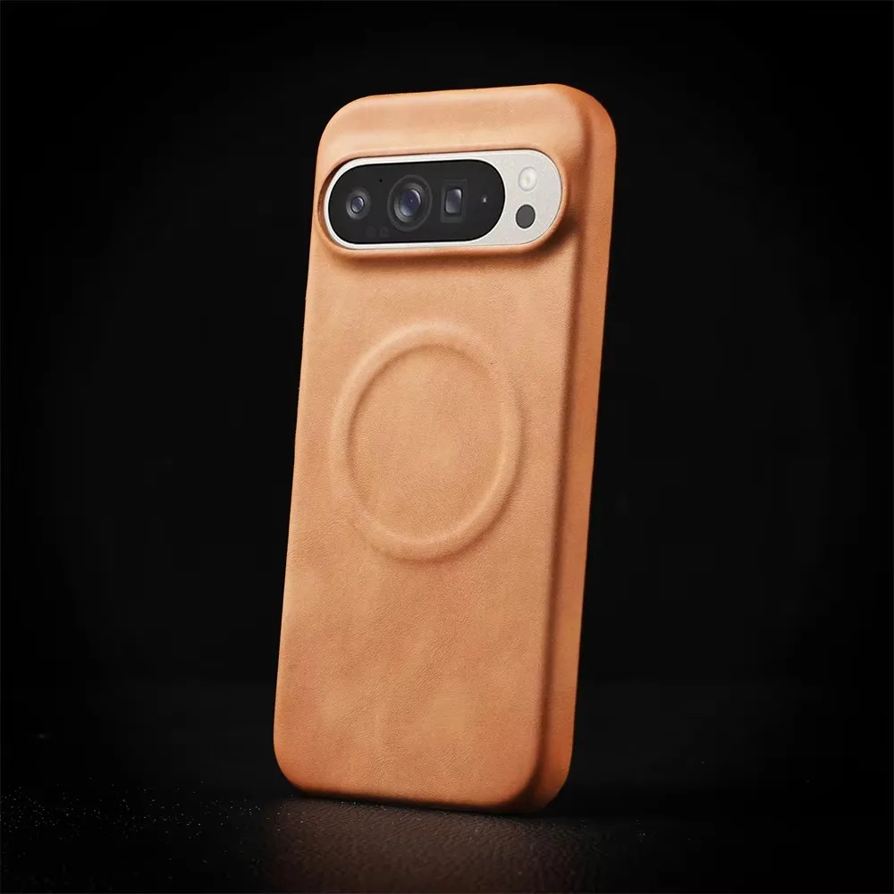 Luxury Sheepskin Leather Magnetic Phone Case - Shockproof Business Matte Hard Solid Cover
