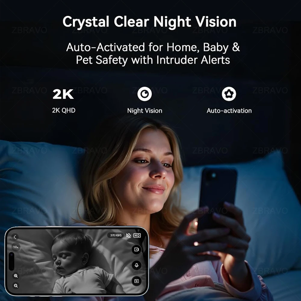 Tuya Smart Life 2K 5MP Indoor Mini WiFi Camera Home Security CCTV Motion Detection Siren Alarm Baby Monitor Color Night Vision 5