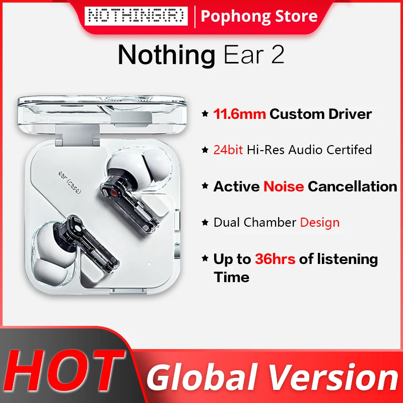 New Generation Nothing Ear (2) Hi-Res Wireless Certification Dual Chamber  Design Up to 40dB delivery on March 28 Ear 2 - AliExpress