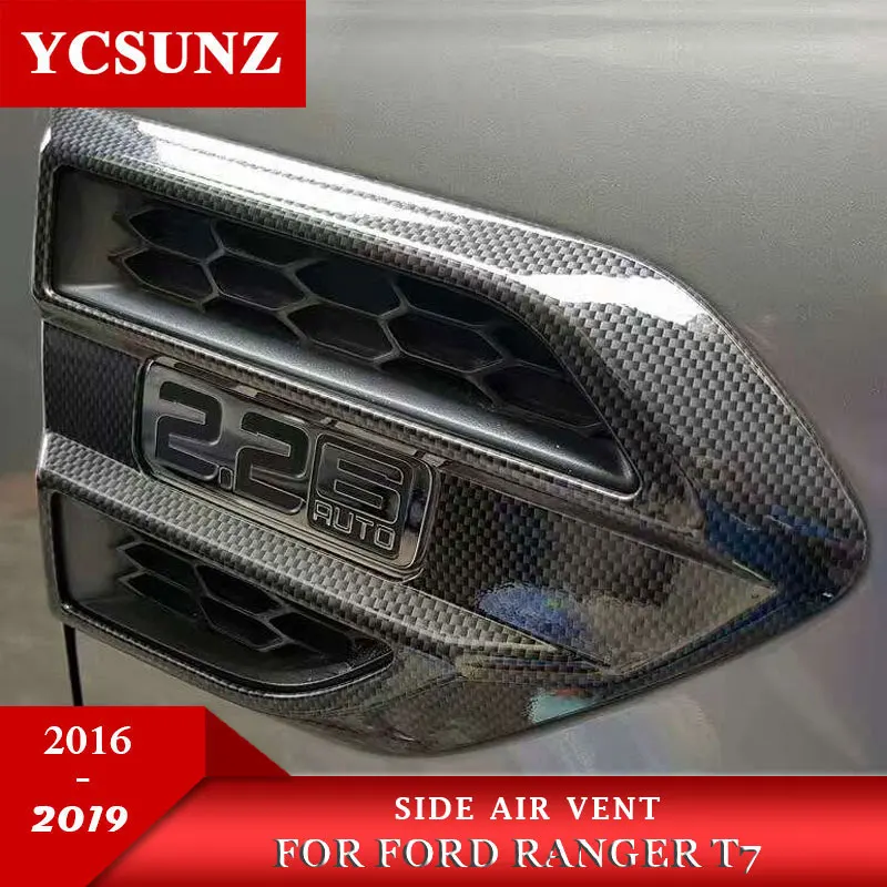 Abs Carbon Fiber Side Fender Guards Vent Cover Trim For Ford Ranger T7 ...