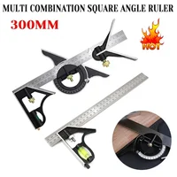 Square Right Angle Ruler Protractor Movable Square Woodworking Angle Ruler Stainless Steel Measuring Tools Multi Combination Set 1