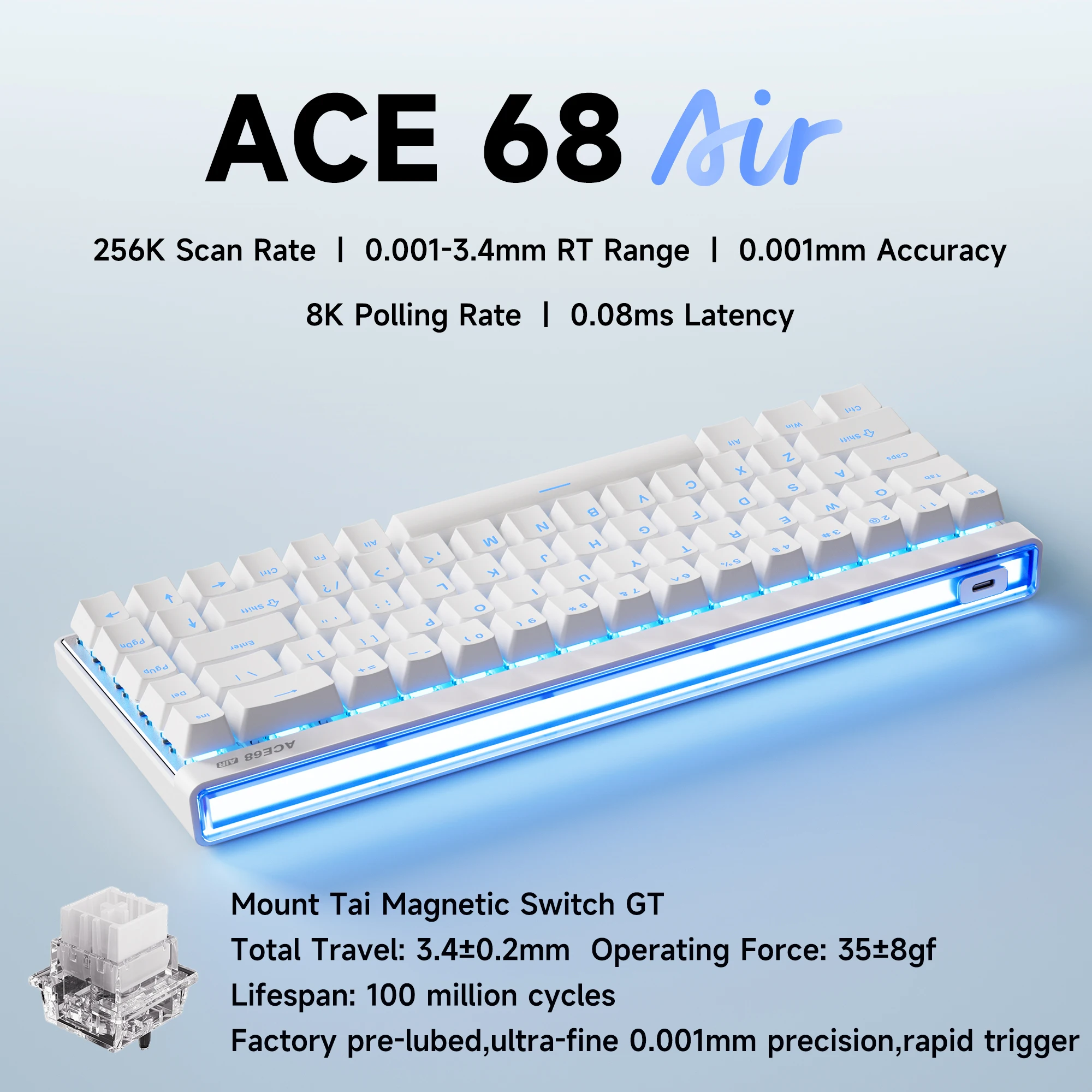 MCHOSE ACE 68 Air Magnetic Switch Gaming Keyboard Hall Effect