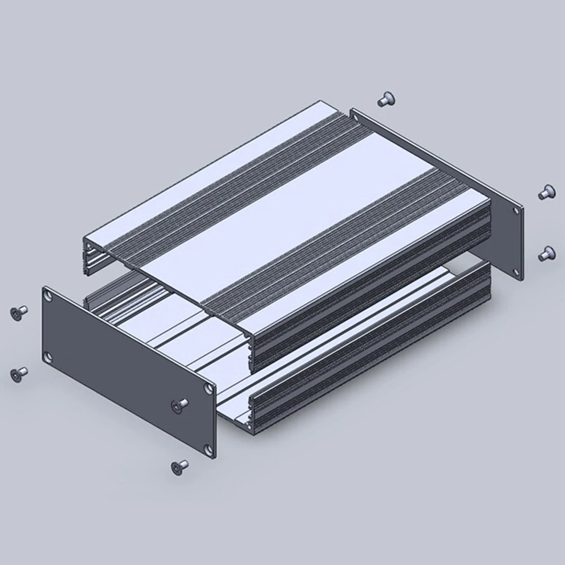 PCB Shell, DIY, Prata, Preto, Novo, 145x54x200mm, 1Pc